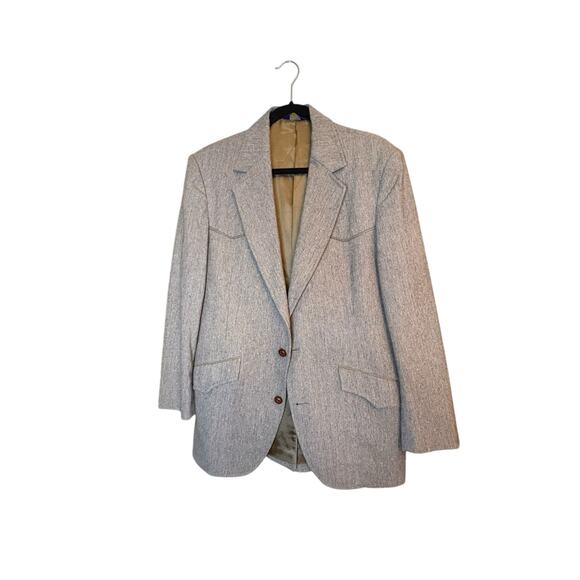 Pendleton Vintage Western Taupe 100% Virgin Wool MENS Two Button Blazer sz 42 - Picture 8 of 11